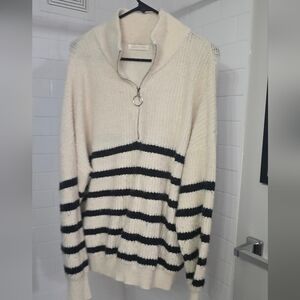 Women's Cream and Black Striped Sweater